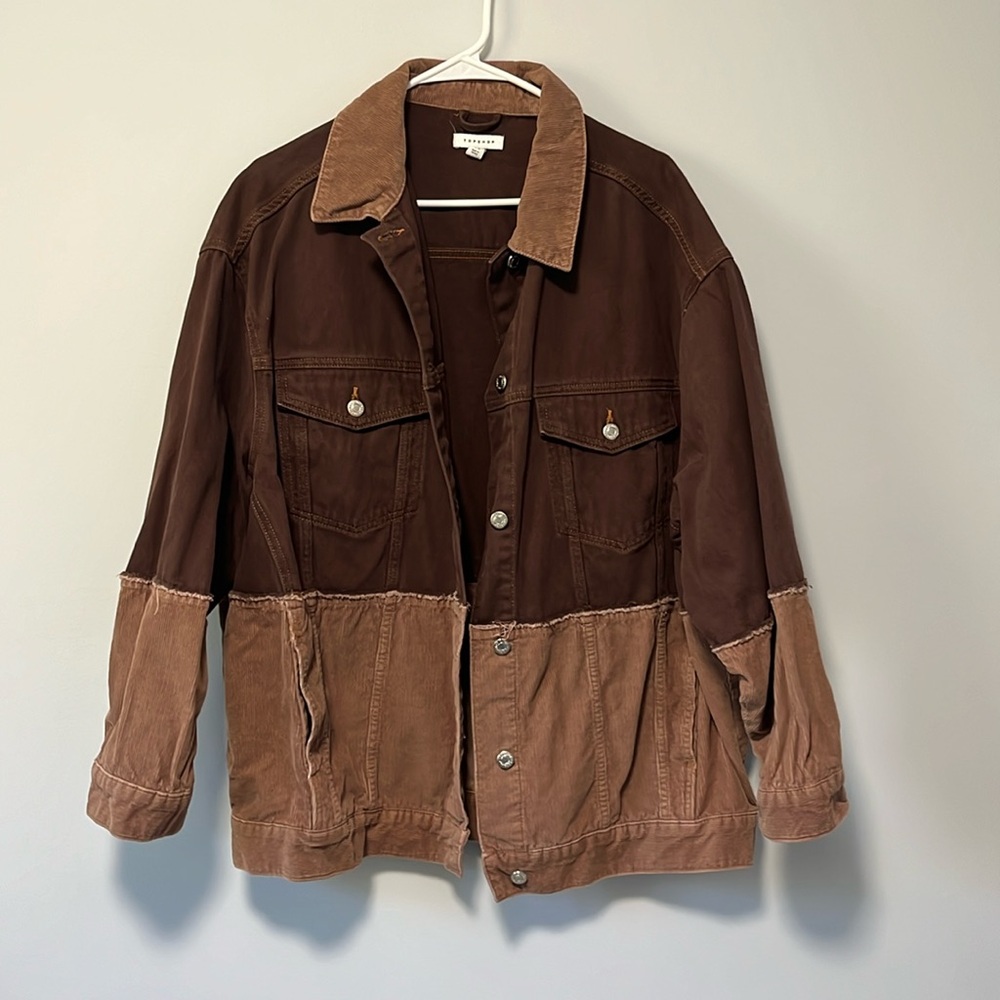 Topshop Brown Denim & Corduroy Jacket